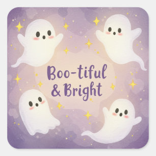 Spooky & Sparkling: Boo-tiful Halloween Greetings Square Sticker