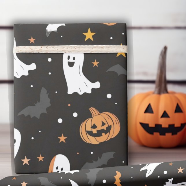 Spooky Spectres And Ghoulish Gourds Halloween Wrapping Paper (Spooky Specters And Ghoulish Gourds Halloween Wrapping Paper)