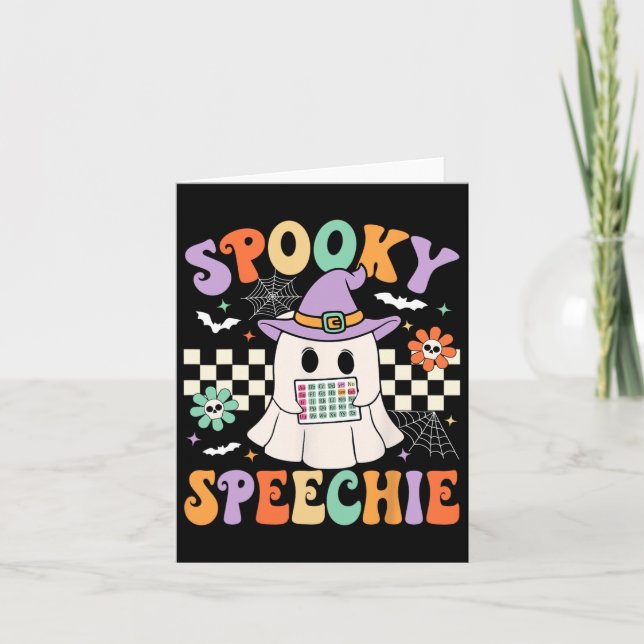 Spooky Speechie Speech Therapy Halloween Retro Slp Card (Front)