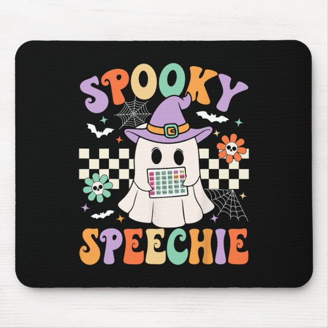 Spooky Speechie Speech Therapy Halloween Retro Slp Mouse Pad (Front)
