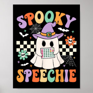 Spooky Speechie Speech Therapy Halloween Retro Slp Poster