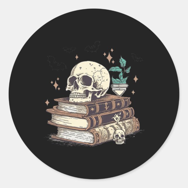Spooky Spell Books  Classic Round Sticker (Front)