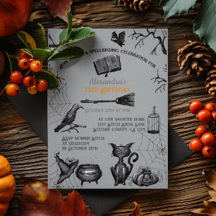 Spooky Spellbinding Halloween Birthday Party Invitation