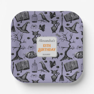 Spooky Spellbinding Halloween Birthday Party Paper Plate