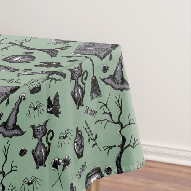 Spooky Spellbinding Halloween Birthday Party Tablecloth (In Situ)
