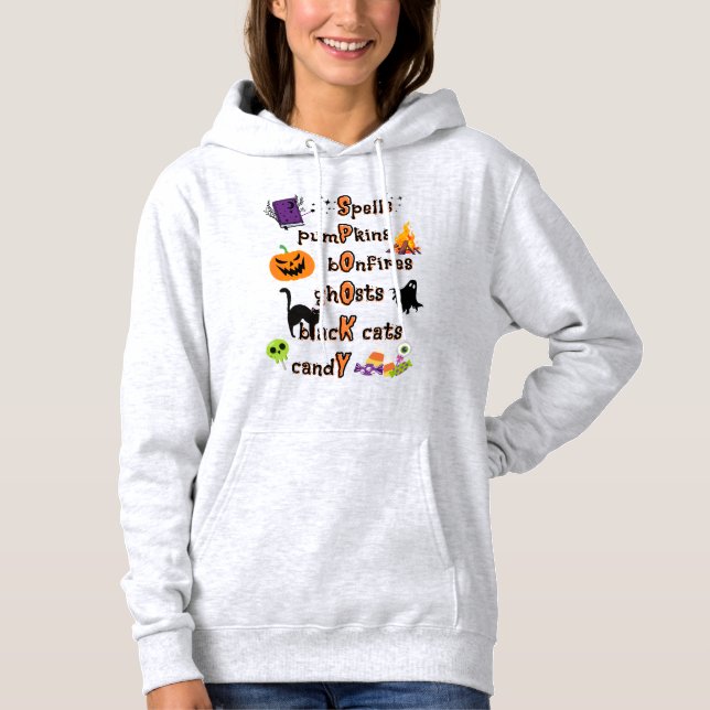 SPOOKY Spelling with all things Halloween Hoodie (Front)