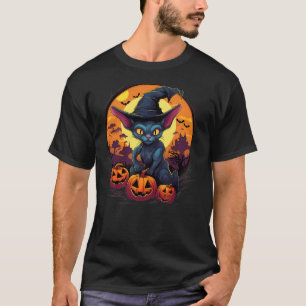 Spooky Sphynx Cat Witch Halloween T-Shirt