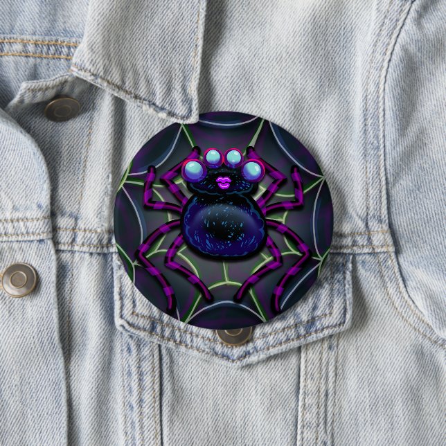 Spooky Spider Creepy Cute 10 Cm Round Badge (In Situ)