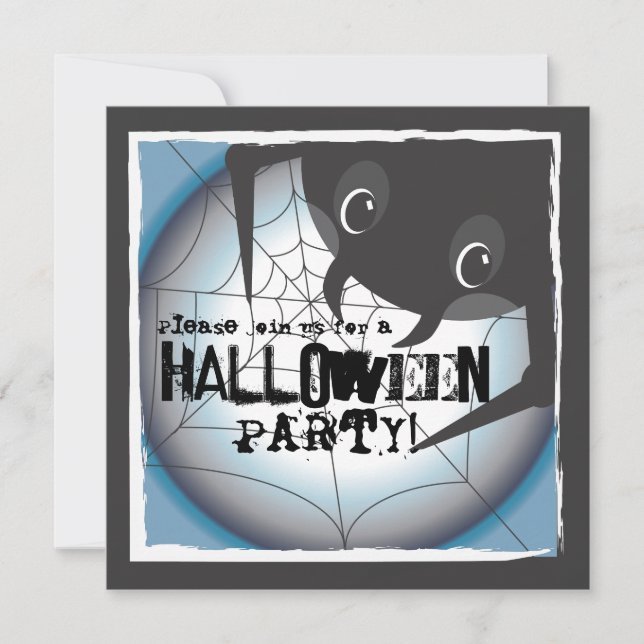 Spooky Spider Full Moon Halloween Party Invitation (Front)