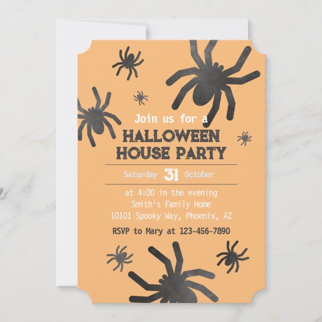 Spooky Spider Happy Halloween Party Invitation (Front)