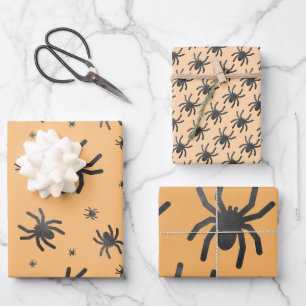 Spooky Spider Happy Halloween Wrapping Paper Sheet