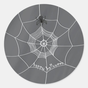 Spooky Spider in Spider Web Classic Round Sticker