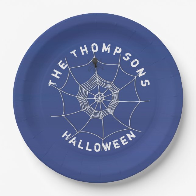 Spooky Spider in Spider Web Paper Plate (Front)