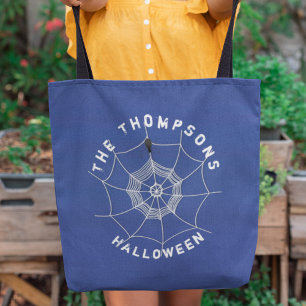 Spooky Spider in Spider Web Personalised Tote Bag