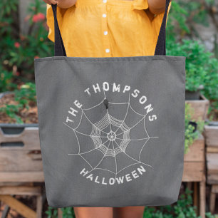 Spooky Spider in Spider Web Personalised Tote Bag