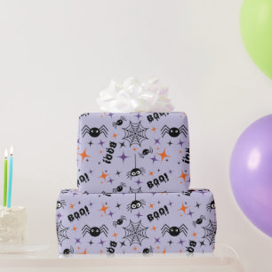 Spooky Spider Seamless Wrapping Paper with Cobwebs