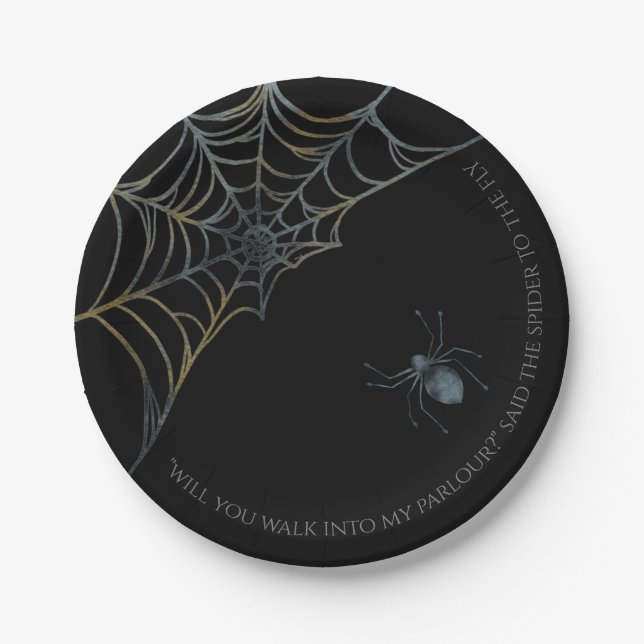 Spooky spider themed Halloween Paper Plate (Front)