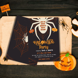 Spooky Spider Web Adult Halloween Costume Party Invitation