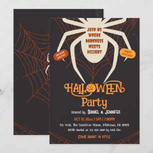 Spooky Spider Web Adult Halloween Costume Party Invitation