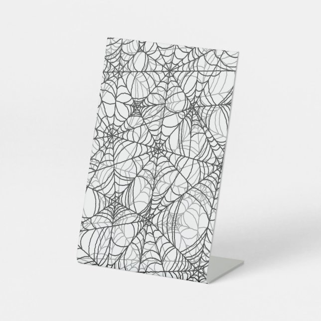 Spooky Spider Web Pattern - Halloween Gifts Pedestal Sign (Front)