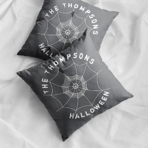 Spooky Spider Web Personalised Family Halloween Cushion