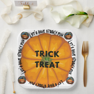 Spooky spider witchy halloween themedAccent Pillow Paper Plate