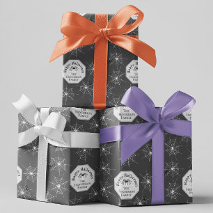 Spooky Spiders Black Halloween Wrapping Paper