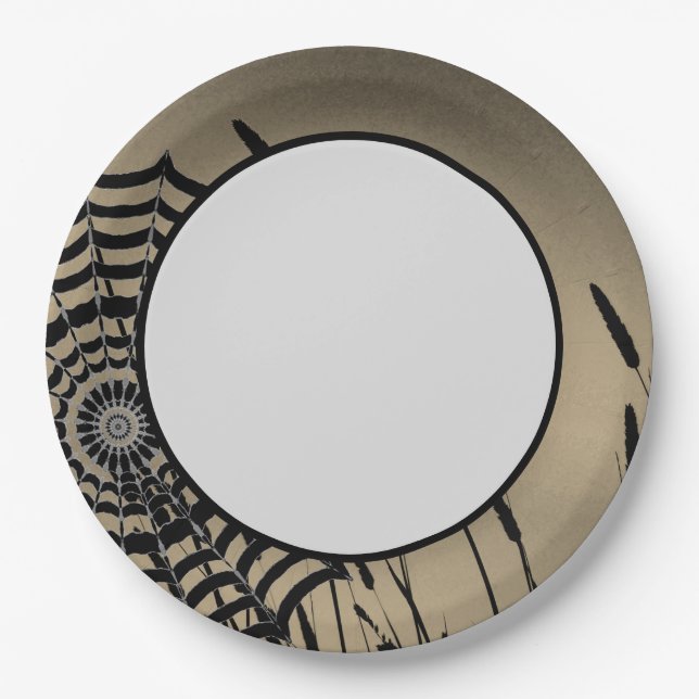Spooky Spiderweb Paper Plate (Front)