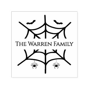 Spooky Spiderweb Spiders Bats Family Name Self-inking Stamp