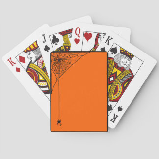 Spooky Spiderwebs Orange and Black Playing Cards
