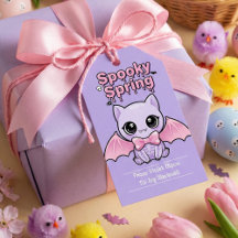 Spooky Spring Bat Lavender Pastel Goth Gift Tag