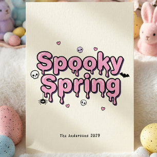 Spooky Spring Pastel Goth Easter Pink Dripping Holiday Card