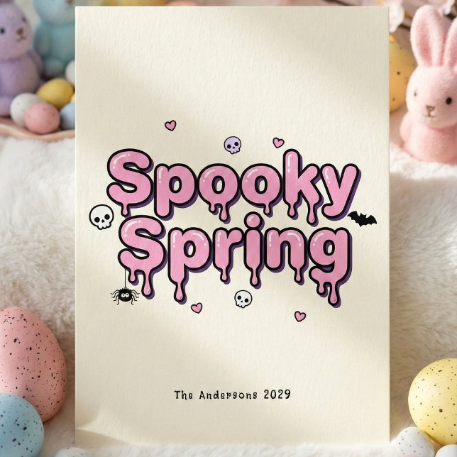 Spooky Spring Pastel Goth Easter Pink Dripping Holiday Card (Spooky Spring Pastel Goth Easter Pink Dripping Holiday Card)