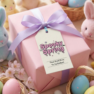Spooky Spring Pastel Goth Easter Tag Pink Dripping