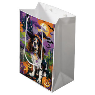 Spooky Springer Spaniel Halloween Witch Pumpkin Medium Gift Bag