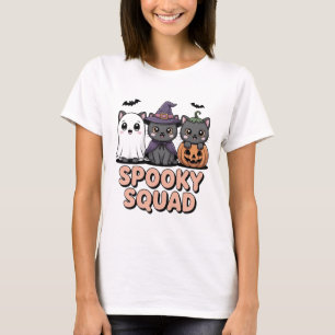 Spooky Squad Cute Halloween Cats T-Shirt   Kawaii 