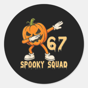 Spooky Squad Pumpkin 67 Halloween Meme 6 7 Numbers Classic Round Sticker