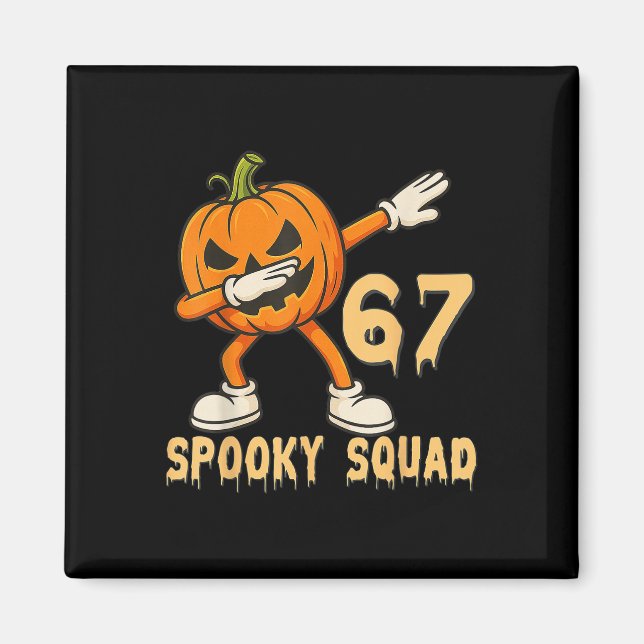 Spooky Squad Pumpkin 67 Halloween Meme 6 7 Numbers Magnet (Front)