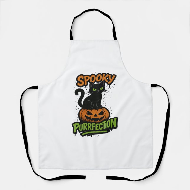 Spooky Squad Retro Halloween Design (Black Text) – Apron (Front)