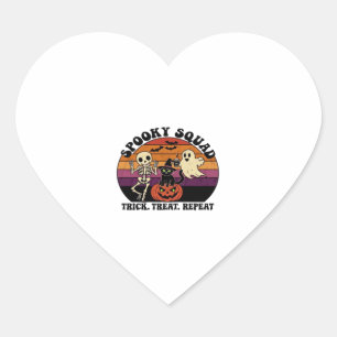 Spooky Squad Retro Halloween Design (Black Text) � Heart Sticker