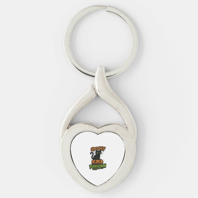 Spooky Squad Retro Halloween Design (Black Text) – Key Ring (Front)