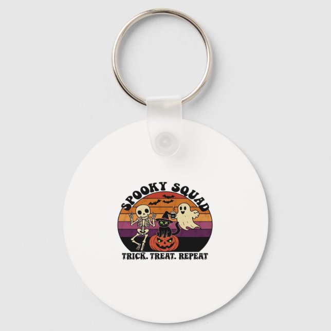Spooky Squad Retro Halloween Design (Black Text) � Key Ring (Front)