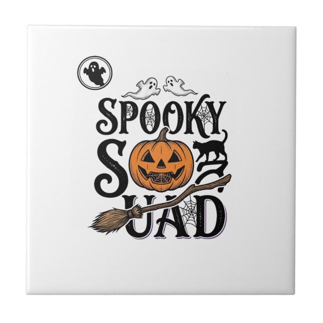 Spooky Squad Shirt Vintage Halloween Group Design_ Tile (Front)
