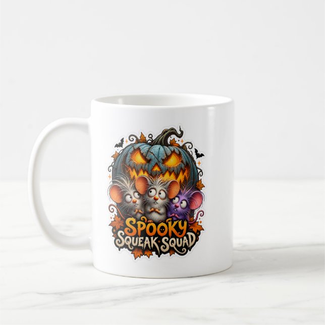 🎃🐭 Spooky Squeak Squad Halloween Mug ☕👻 (Left)