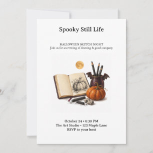 Spooky Still Life Halloween Sketch Night Invitation