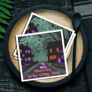 Spooky Street Custom Text Halloween Napkin