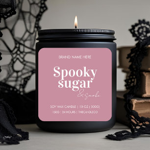 Spooky Sugar & Smoke Candle Label Custom Pink