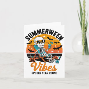 Spooky Summer Beach Skeleton Funny Halloween Summe Card