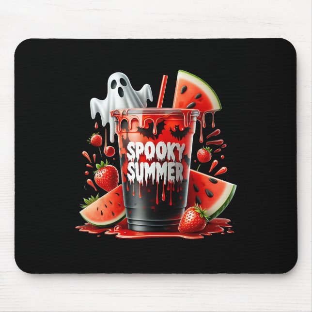 Spooky Summer Drinks Summerween Vibes Funny Summer Mouse Pad (Front)