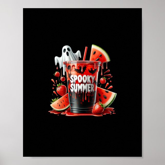 Spooky Summer Drinks Summerween Vibes Funny Summer Poster (Front)